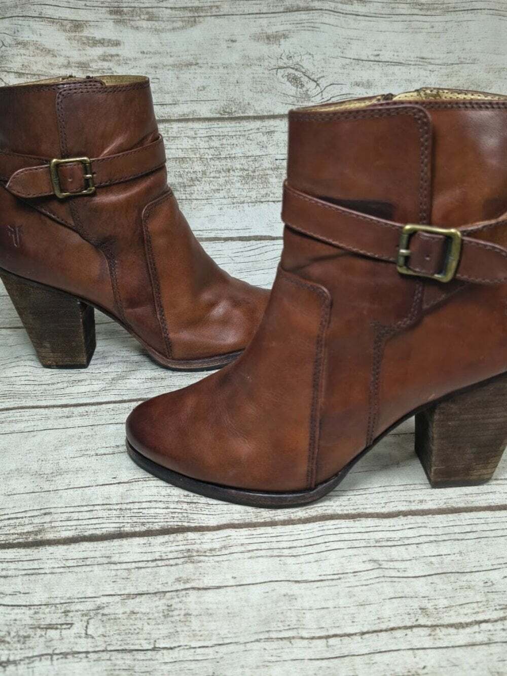FRYE Patty Riding Bootie Cognac Leather Ankle Boots - Women’s Size 9.5 M